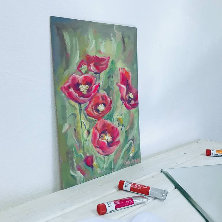 Original Impressionism Floral Painting by Olga Volna