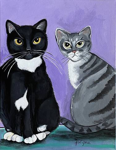 Original Cats Paintings by juliet gilden