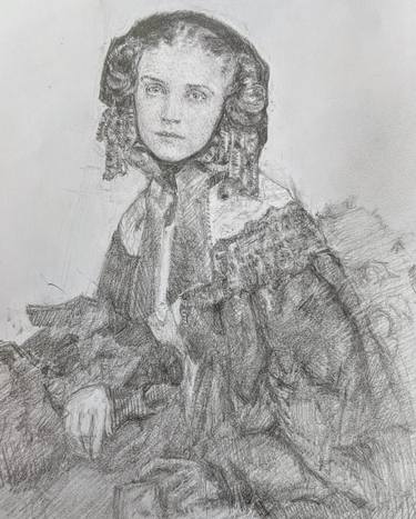 Portrait Sketch of 19th Century Young Woman thumb