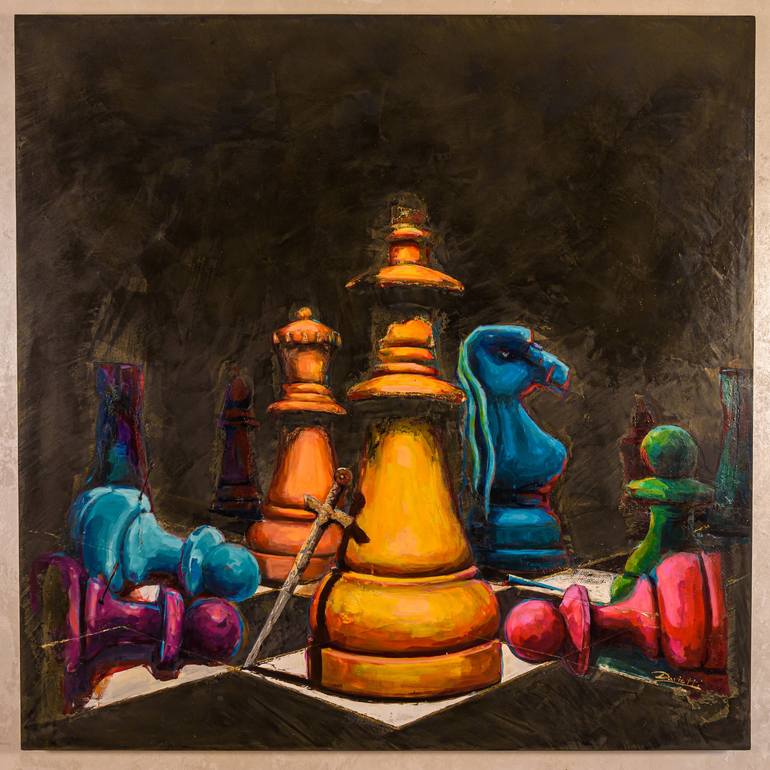 A Game of Chess | Pakistani Oil Painting | Pakistan Wall Art | Indian  Painting | Turban Painting | Punjab Art | Lahore Painting | Sindhi Art