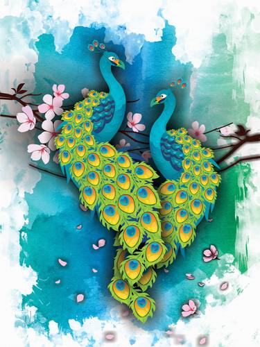 Peacock Digital Artwork By Nivesh Trivedi thumb