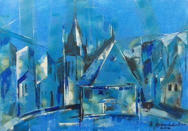 Original Cubism Cities Paintings by Nataliia Myronchuk-Didyk