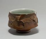 Wood fired yunomi tea cup with natural ash glazes Woodfired Japanese style wabisabi stoneware.