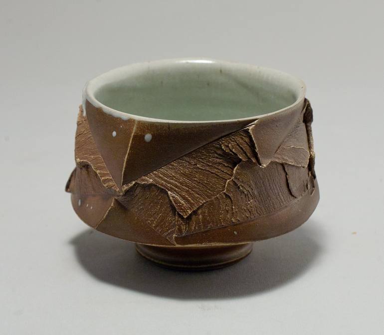 Wood fired yunomi tea cup with natural ash glazes Woodfired Japanese style wabisabi stoneware.
