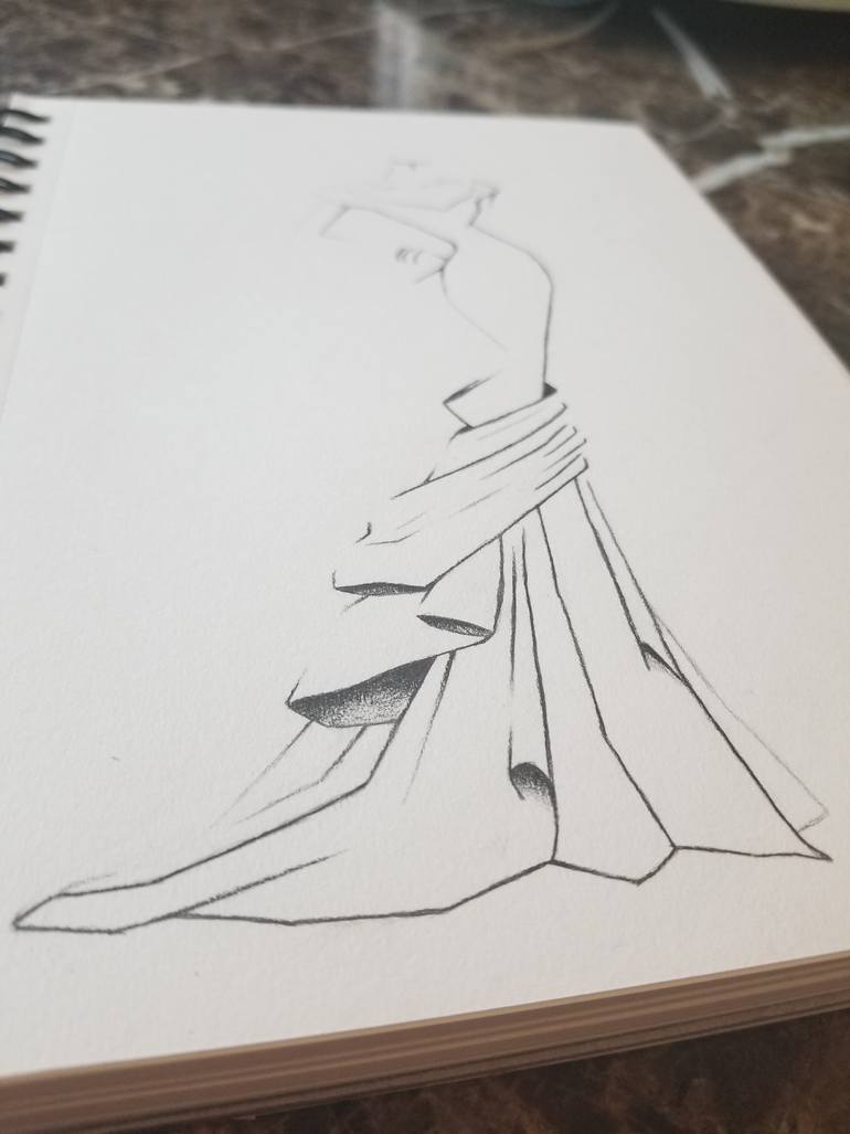 Original Abstract Expressionism Fashion Drawing by Melissa Zylstra