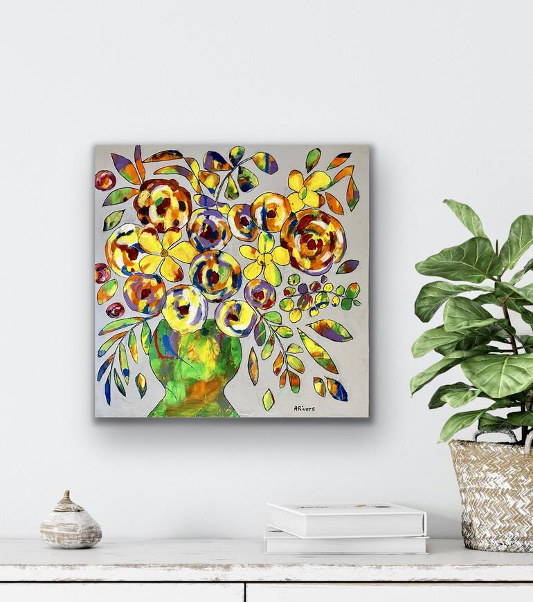 Original Abstract Expressionism Floral Painting by Annette Rivers