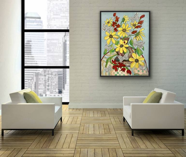 Original Abstract Floral Painting by Annette Rivers