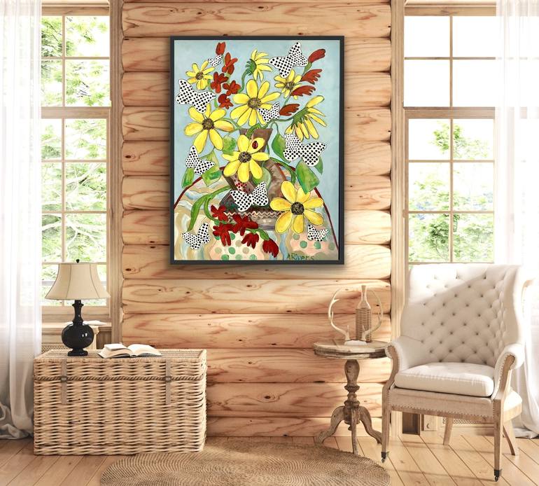 Original Abstract Floral Painting by Annette Rivers