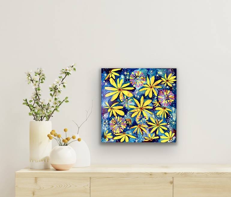 Original Abstract Floral Painting by Annette Rivers