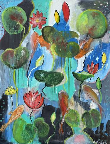 Original Abstract Fish Paintings by Annette Rivers