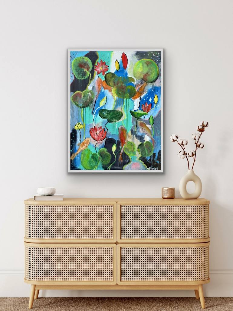 Original Abstract Fish Painting by Annette Rivers