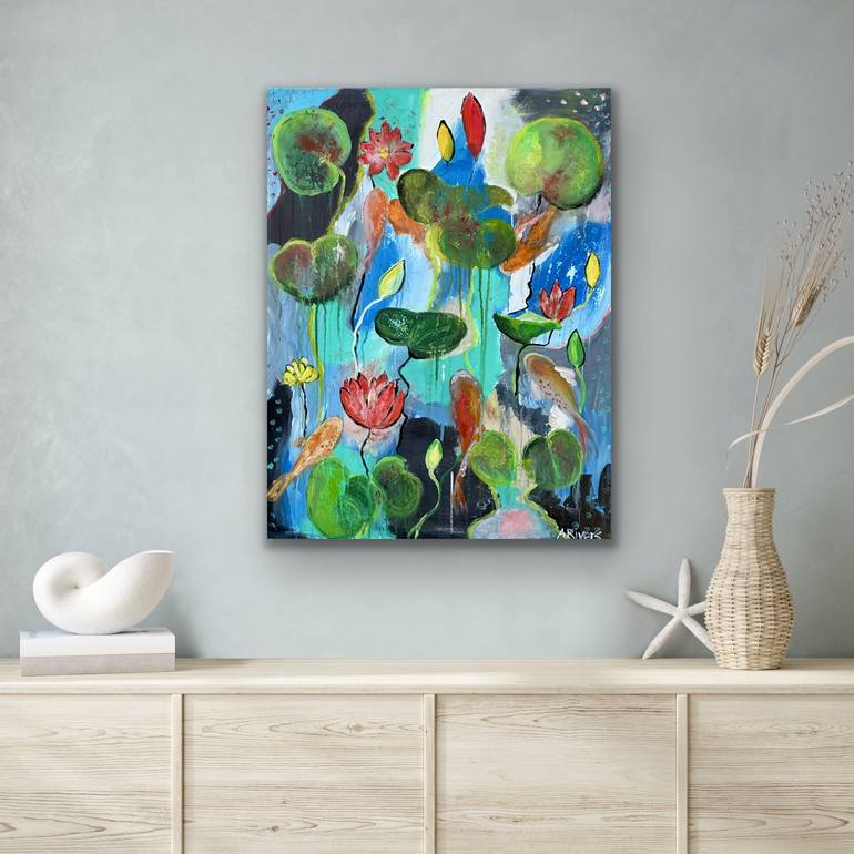 Original Abstract Fish Painting by Annette Rivers
