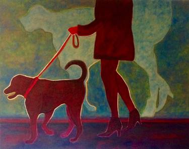 Original Figurative Dogs Paintings by Valerie Mayan