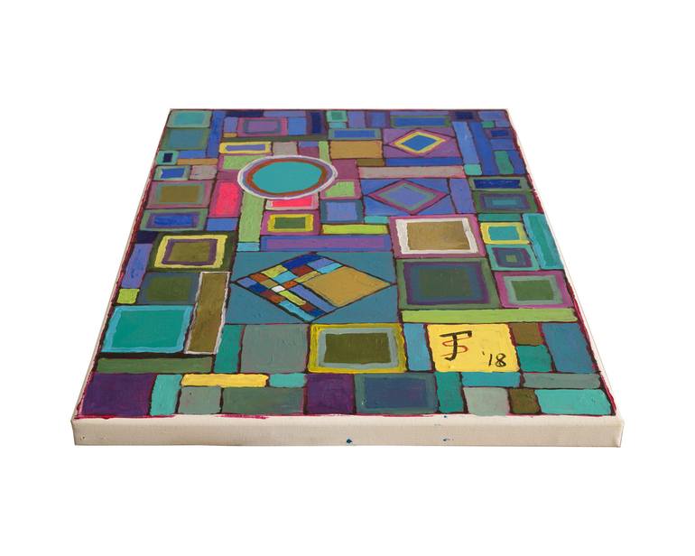 Original Abstract Geometric Painting by Ted Silvera