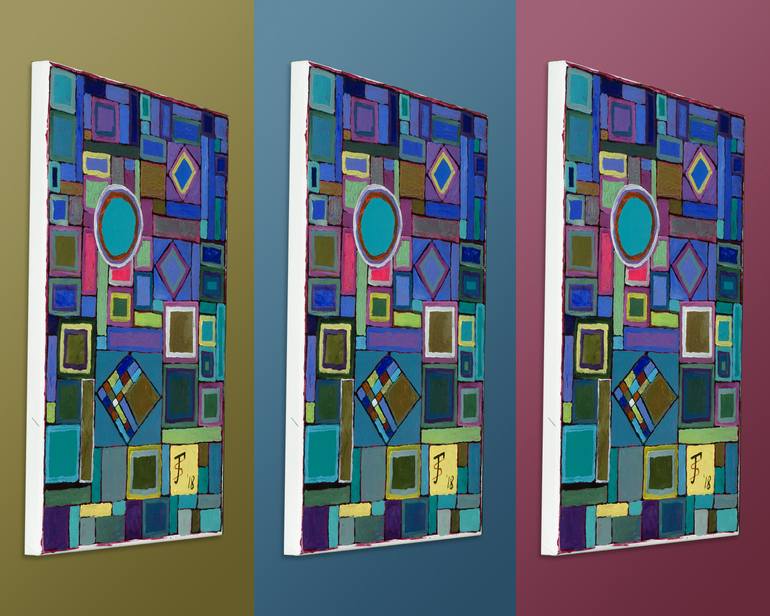 Original Abstract Geometric Painting by Ted Silvera