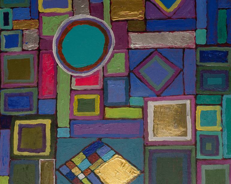 Original Abstract Geometric Painting by Ted Silvera