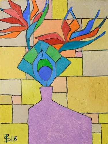Still Life - Flower, Feather, and Vase Abstract (Painting No. 15) thumb