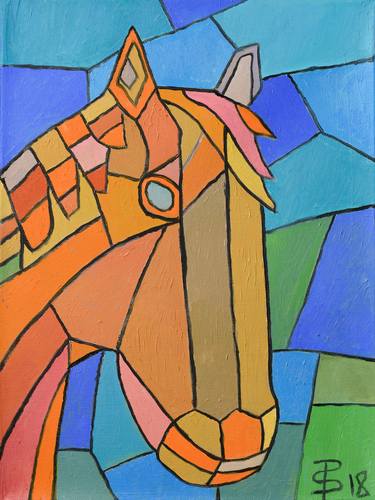 Original Cubism Horse Paintings by Ted Silvera