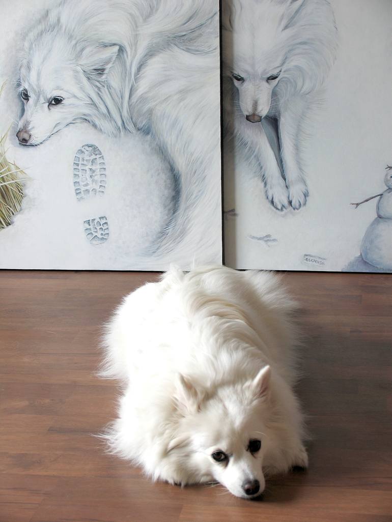 Original Figurative Dogs Painting by Galia Chuntova