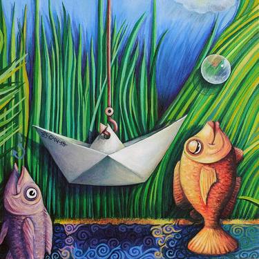 Print of Fish Paintings by Galia Chuntova