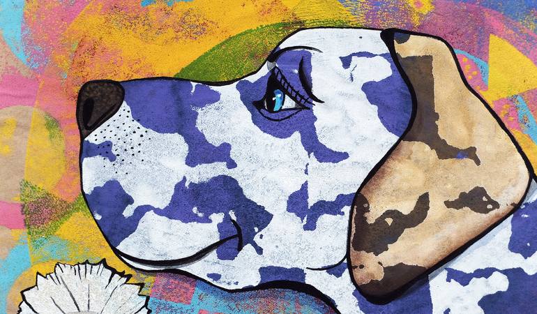 Original Pop Art Dogs Painting by Galia Chuntova