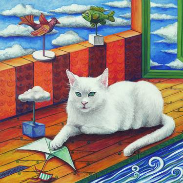 Original Figurative Cats Paintings by Galia Chuntova