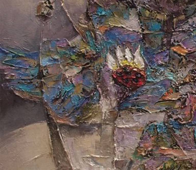 Original Abstract Expressionism Floral Painting by Manh Duc Tran