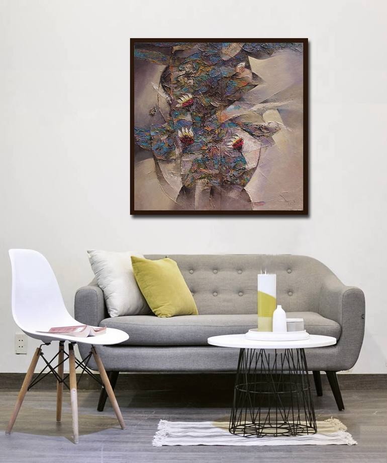 Original Abstract Expressionism Floral Painting by Manh Duc Tran