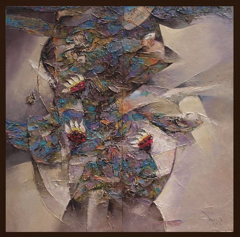 Original Abstract Expressionism Floral Painting by Manh Duc Tran