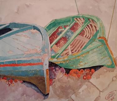 Print of Expressionism Boat Paintings by Rania AL-Madhoun