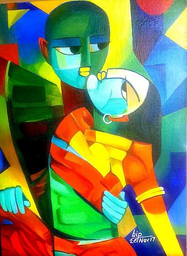 Print of Cubism Performing Arts Paintings by BIPLAB KUNDU