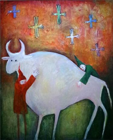 Print of Cows Paintings by Zenya Gorlik