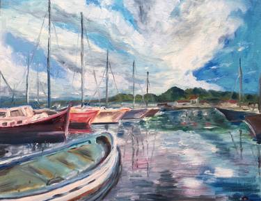 Print of Art Deco Boat Paintings by Cindy Zhan