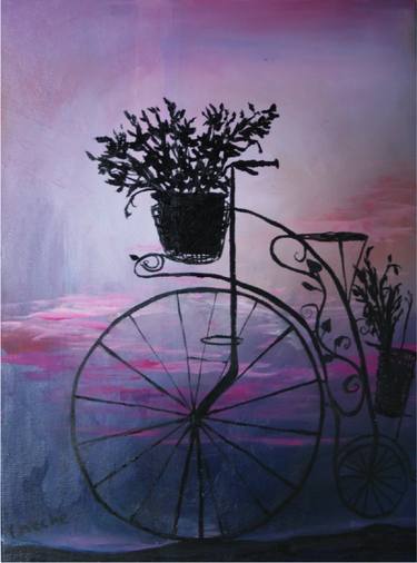 Bike, flowers and sunset thumb