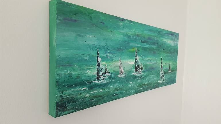 Original Modern Sailboat Painting by Agnes Gartnerne Boko