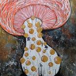 Ink Cap Mushroom Acrylic 8x10 Canvas Painting