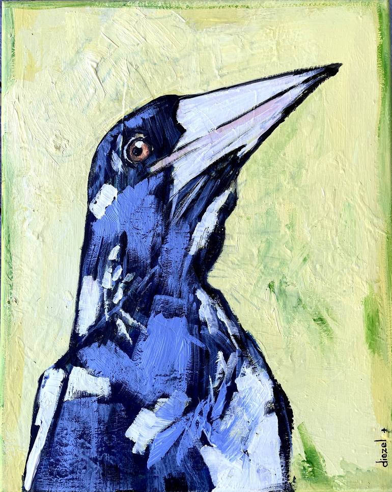 Magpie Painting by Diezel Art | Saatchi Art