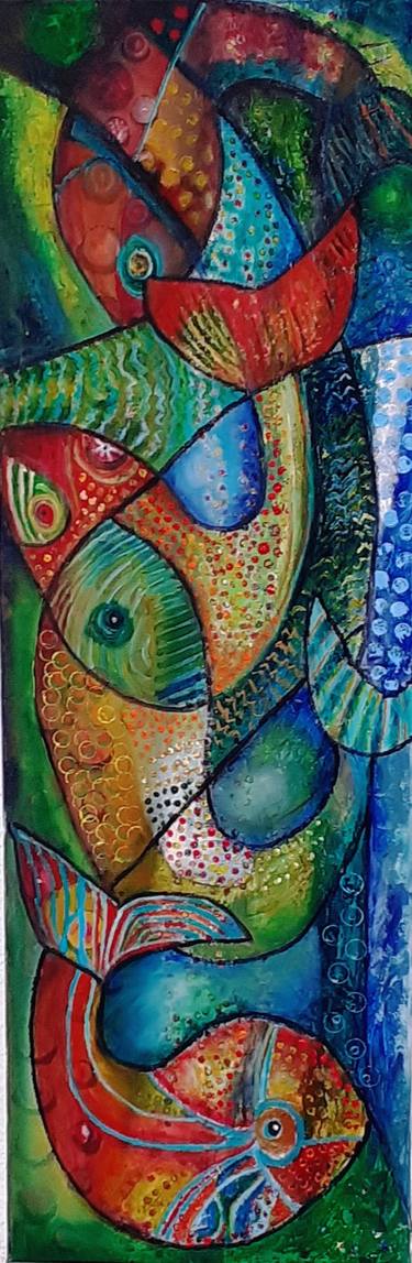 Original Abstract Fish Paintings by Franci Henny