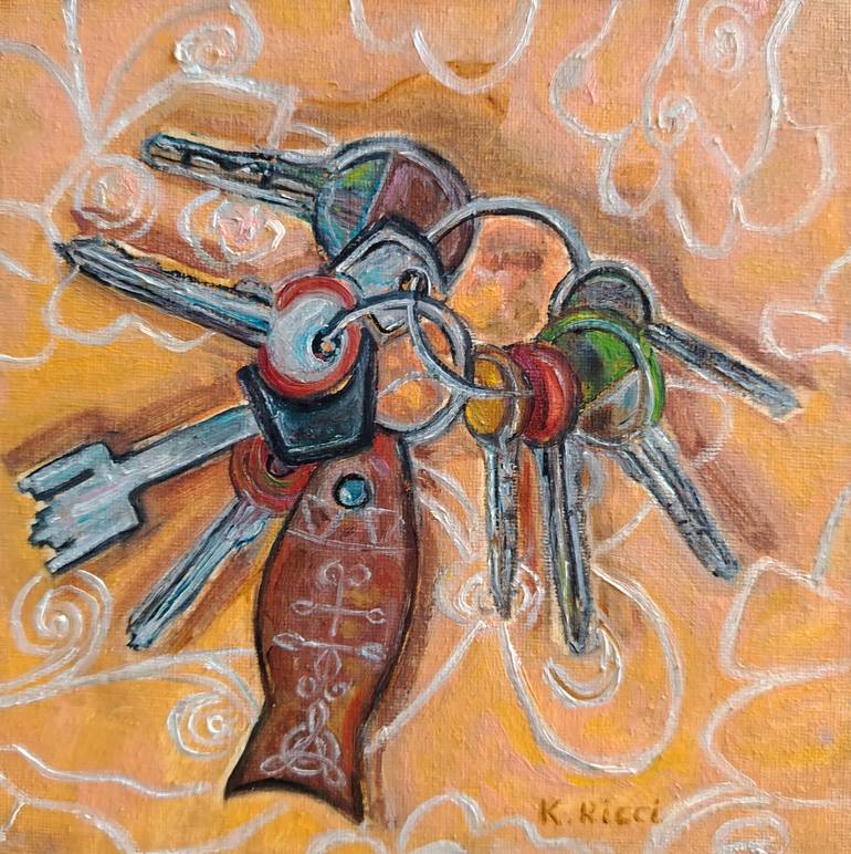 Original Still Life Painting by Katia Ricci | Contemporary Art on Canvas | "Every Key a Story"
