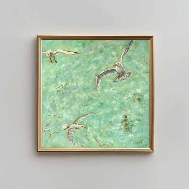 Original Art Deco Beach Painting by Katia Ricci