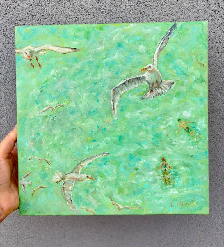 Original Art Deco Beach Painting by Katia Ricci
