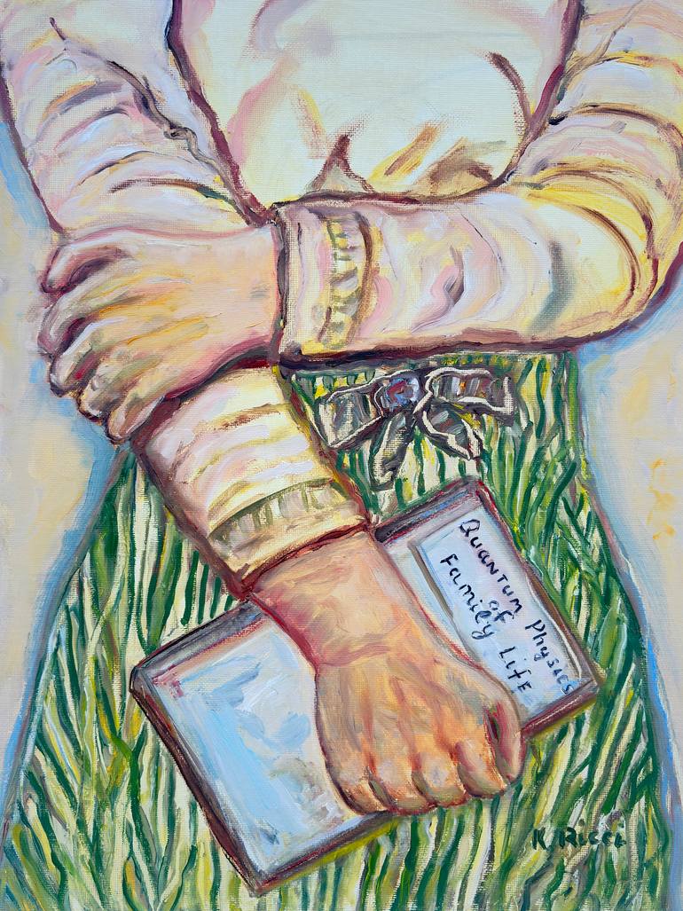 Original People Painting by Katia Ricci | Contemporary Art on Pressed Cardboard | Books Lover