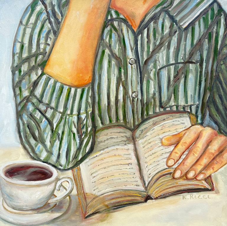 Original People Painting by Katia Ricci | Contemporary Art on Canvas | Morning Reading