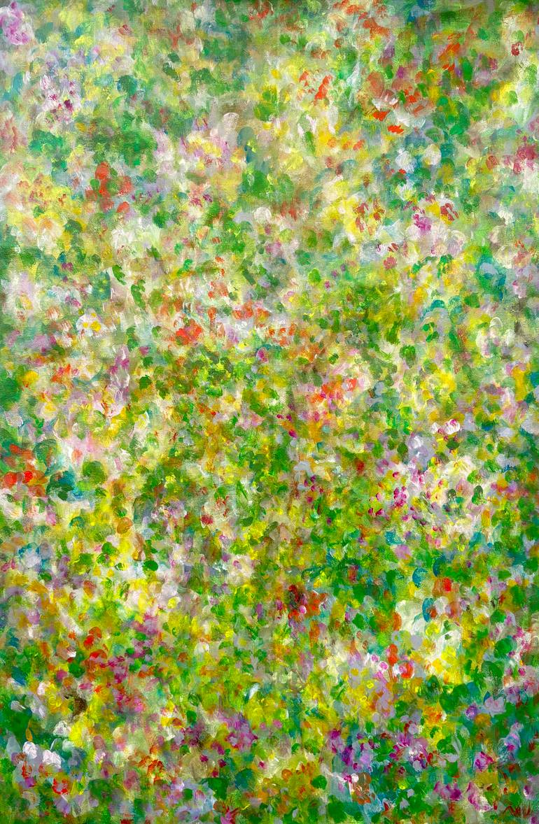 Original Abstract Painting by Katia Ricci | Modernism Art on Canvas | "Floral Map of a Sunlit Garden"