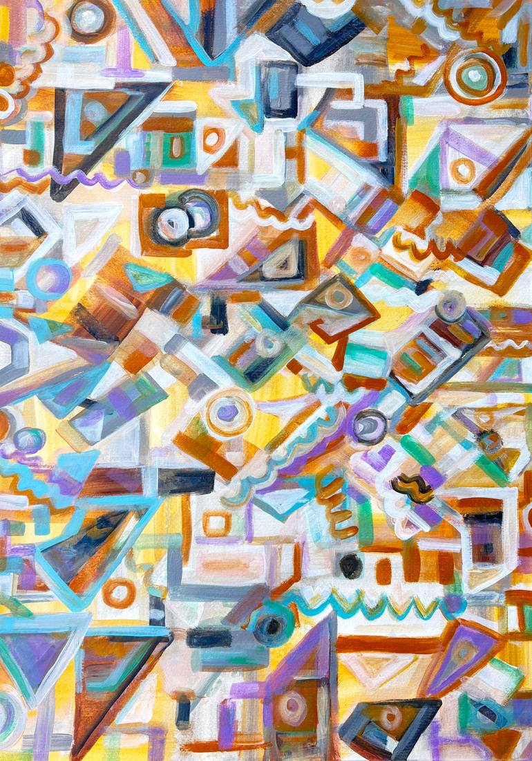 Original Abstract Painting by Katia Ricci | Modernism Art on Paper | Velvet Geometry