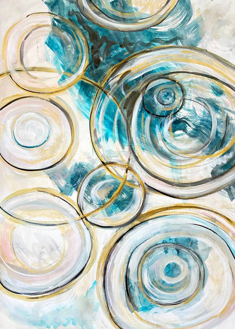 Original Abstract Painting by Katia Ricci | Modernism Art on Paper | Fluid Geometry