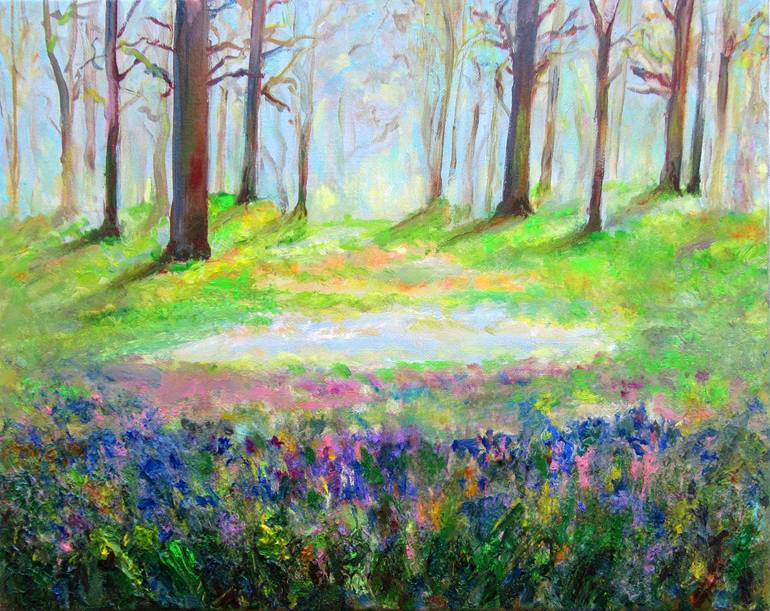 Original Landscape Painting by Katia Ricci | Art Deco Art on Canvas | Foggy Morning