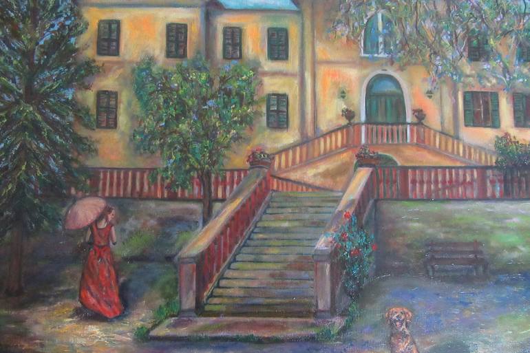 Original Expressionism Garden Painting by Katia Ricci