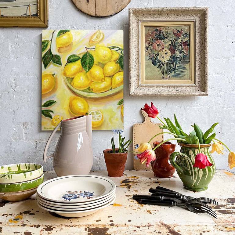 Original Fine Art Kitchen Painting by Katia Ricci