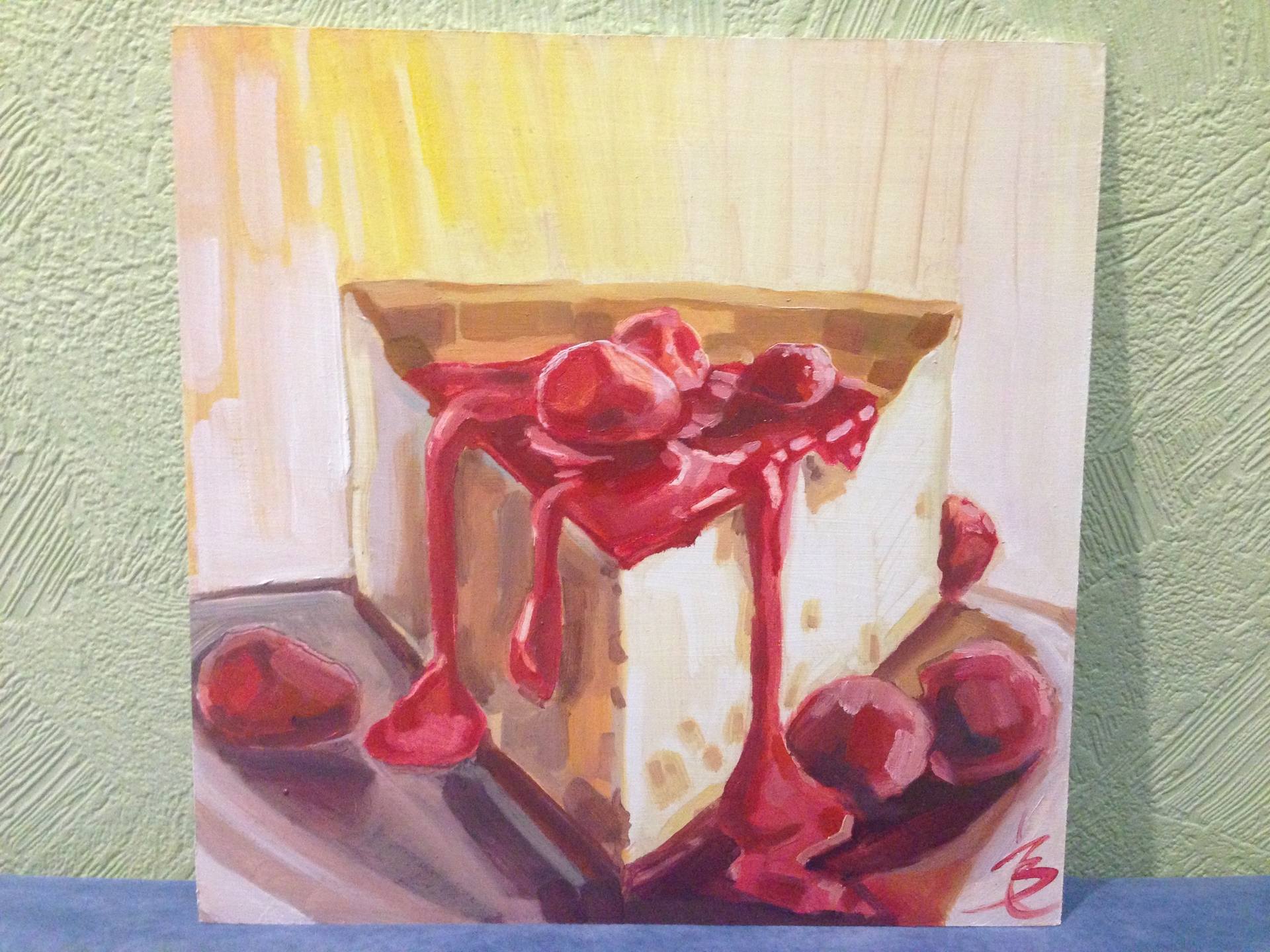Cake with raspberry jam Painting by Ivan Verchenko 